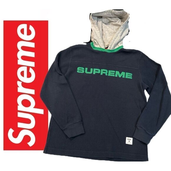 Supreme Men’s Hooded Waffle Ringer - Size M - Picture 2 of 4